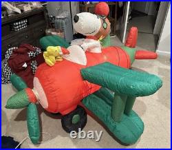 RARE GEMMY 2014 Snoopy Inflatable Airplane 6.5' Blow Up withBOX See Details