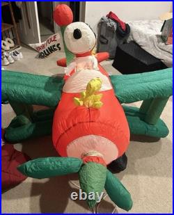 RARE GEMMY 2014 Snoopy Inflatable Airplane 6.5' Blow Up withBOX See Details