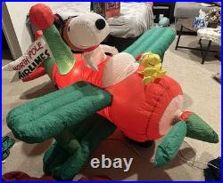 RARE GEMMY 2014 Snoopy Inflatable Airplane 6.5' Blow Up withBOX See Details