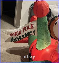 RARE GEMMY 2014 Snoopy Inflatable Airplane 6.5' Blow Up withBOX See Details