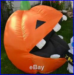 RARE GEMMY 8' Lighted Halloween Pac Man Ghost Pumpkin Airblown Inflatable Decor