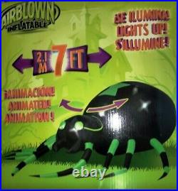 RARE Gemmy 7ft Animated Airblown Green Spider with Turning Head Yard Inflatable