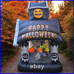 RARE Gemmy Halloween Airblown Inflatable Rotating 6 ft Haunted House Lights READ