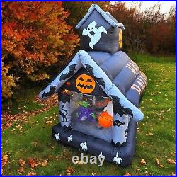 RARE Gemmy Halloween Airblown Inflatable Rotating 6 ft Haunted House Lights READ