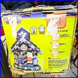 RARE Gemmy Halloween Airblown Inflatable Rotating 6 ft Haunted House Lights READ