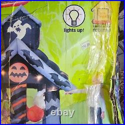 RARE Gemmy Halloween Airblown Inflatable Rotating 6 ft Haunted House Lights READ