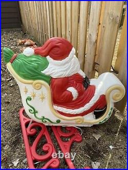 RARE Grand Venture Santa Claus Sleigh Reindeer Christmas Blow Mold With Rudolph