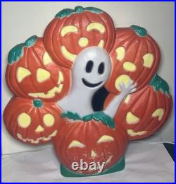 RARE VTG Don Featherstone Halloween Union Blow Mold Ghost Pumpkin Patch Wreath