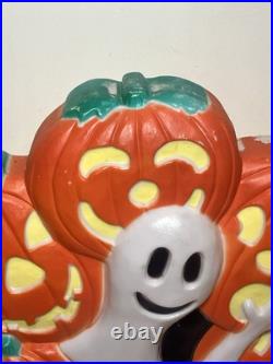 RARE VTG Don Featherstone Halloween Union Blow Mold Ghost Pumpkin Patch Wreath