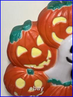 RARE VTG Don Featherstone Halloween Union Blow Mold Ghost Pumpkin Patch Wreath
