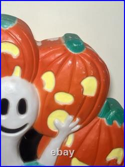 RARE VTG Don Featherstone Halloween Union Blow Mold Ghost Pumpkin Patch Wreath