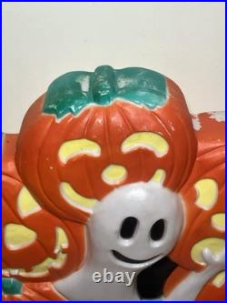 RARE VTG Don Featherstone Halloween Union Blow Mold Ghost Pumpkin Patch Wreath