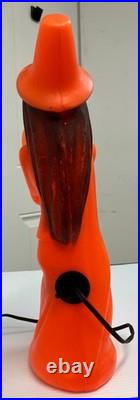 RARE Vintage 1970s Blow Mold Orange Witch Holding a Small Pumpkin AAA2903