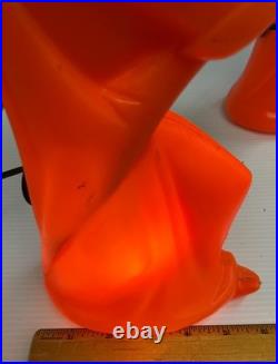 RARE Vintage 1970s Blow Mold Orange Witch Holding a Small Pumpkin AAA2903