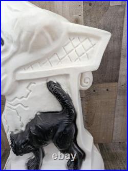 RARE Vintage Halloween Blow Mold Tombstone Ghost Black Cat Drainage Industries