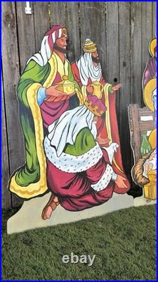RARE Vintage LARGE 52 Life-Size Wood Outdoor Indoor Nativity Scene Set VTG Noel