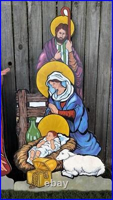 RARE Vintage LARGE 52 Life-Size Wood Outdoor Indoor Nativity Scene Set VTG Noel