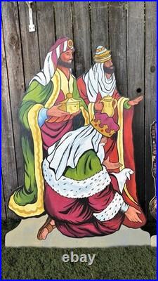 RARE Vintage LARGE 52 Life-Size Wood Outdoor Indoor Nativity Scene Set VTG Noel