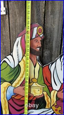 RARE Vintage LARGE 52 Life-Size Wood Outdoor Indoor Nativity Scene Set VTG Noel