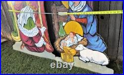 RARE Vintage LARGE 52 Life-Size Wood Outdoor Indoor Nativity Scene Set VTG Noel