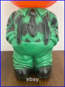 RARE Vintage Mr. Blinky Farmer Jack O Lantern Blow Mold Halloween With Hat
