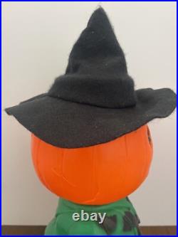 RARE Vintage Mr. Blinky Farmer Jack O Lantern Blow Mold Halloween With Hat