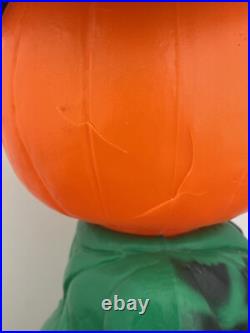 RARE Vintage Mr. Blinky Farmer Jack O Lantern Blow Mold Halloween With Hat
