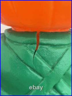 RARE Vintage Mr. Blinky Farmer Jack O Lantern Blow Mold Halloween With Hat