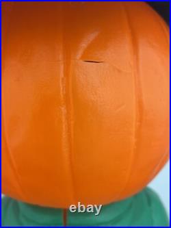 RARE Vintage Mr. Blinky Farmer Jack O Lantern Blow Mold Halloween With Hat