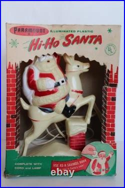 Rare 1950's Paramount Hi-Ho Santa Claus Blow Mold Light with Box, No. 93B (Works)