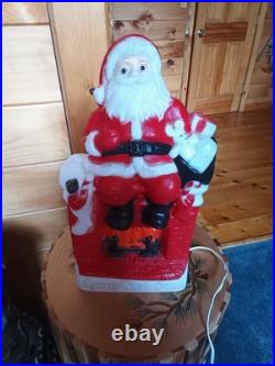 Rare 1981 Carolina vintage Christmas Blow Mold Santa Claus Chimney Fireplace 17