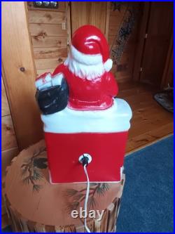 Rare 1981 Carolina vintage Christmas Blow Mold Santa Claus Chimney Fireplace 17