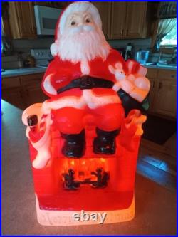 Rare 1981 Carolina vintage Christmas Blow Mold Santa Claus Chimney Fireplace 17