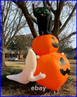 Rare 2004 Gemmy 12.5 ft Halloween Inflatable VIDEO Black Cat Ghosts Pumpkins Box