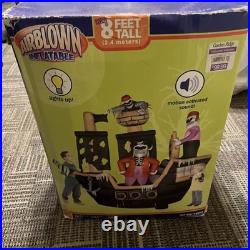 Rare 2007 Gemmy Air Blown Inflatable 8 Foot Pirate Ship For Parts Or Repair