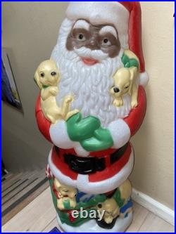 Rare Black Santa Blow Mold Vintage Christmas