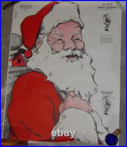 Rare Circa 1940's-50's Life Size Santa Craft or Woodworking Pattern with Tube