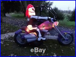 Rare Gemmy 8ft Skeleton On Motorcycle Chopper Airblown Inflatable