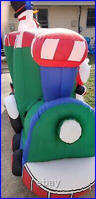 Rare Gemmy ANIMATED LIGHTED Airblown Inflatable Train with POP UP Snowman VIDEO