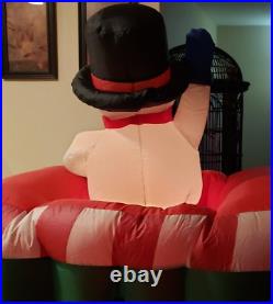 Rare Gemmy ANIMATED LIGHTED Airblown Inflatable Train with POP UP Snowman VIDEO
