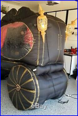 Rare Gemmy Airblown Inflatable Animated Halloween Hearse & Horses, 12 ft x 7 ft