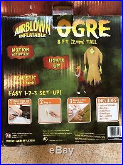 Rare Gemmy Airblown Inflatable OGRE Motion Activated Lights Up Talks 8 Ft in box