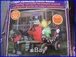 Rare Gemmy Animated 12FT Inflatable Circus Wagon Skeleton Plays Organ VGC