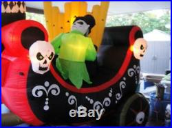Rare Gemmy Animated 12FT Inflatable Circus Wagon Skeleton Plays Organ VGC