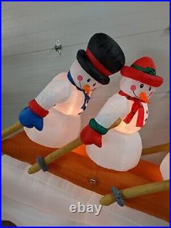 Rare Gemmy Christmas Skiing Snowman Family Airblown Inflatable 11 ft