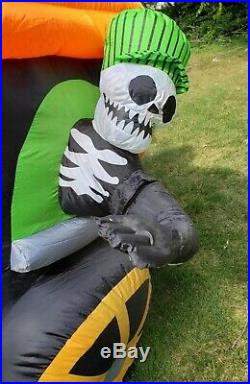 Rare Gemmy Halloween Airblown Inflatable 17 Ft Animated Coffin, Ghost, Skeleton