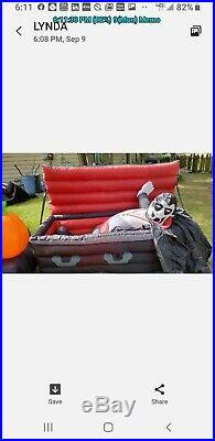 Rare Gemmy Halloween Airblown Inflatable 17 Ft Animated Coffin, Ghost, Skeleton