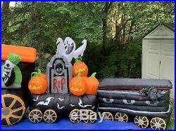 Rare Gemmy Halloween Airblown Inflatable 17ft Spooky Train-Animated