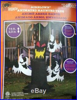 Rare Gemmy Halloween Inflatable 7.5 Animated Light Up Shaking Haunted Tree