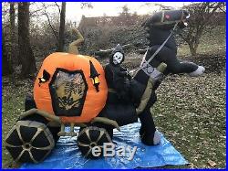 Rare Gemmy Halloween Inflatable 9ft Animated Pumpkin Carriage